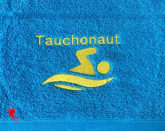 Schwimmen Handtuch bestickt mit Motiv + Name