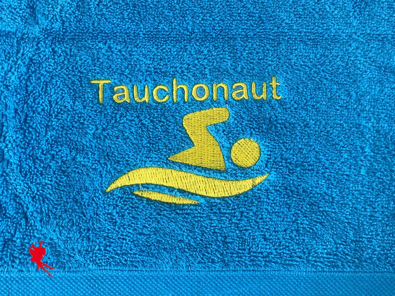 Schwimmen Handtuch bestickt mit Motiv Name Bild 1