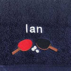 Table Tennis Personalised Embroidered Towels dunkelblau