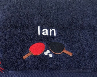 Table Tennis Personalised Embroidered Towels