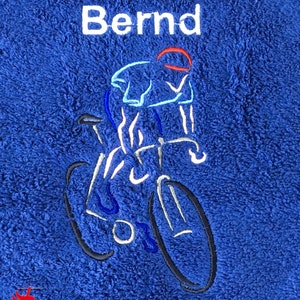 Cycling Personalised Embroidered Towels dunkelblau