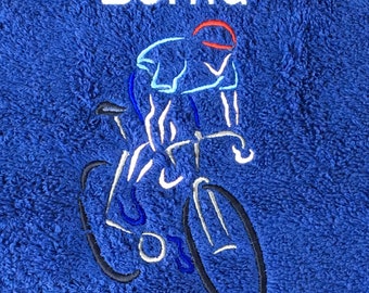 Serviette cycliste brodée avec motif + nom