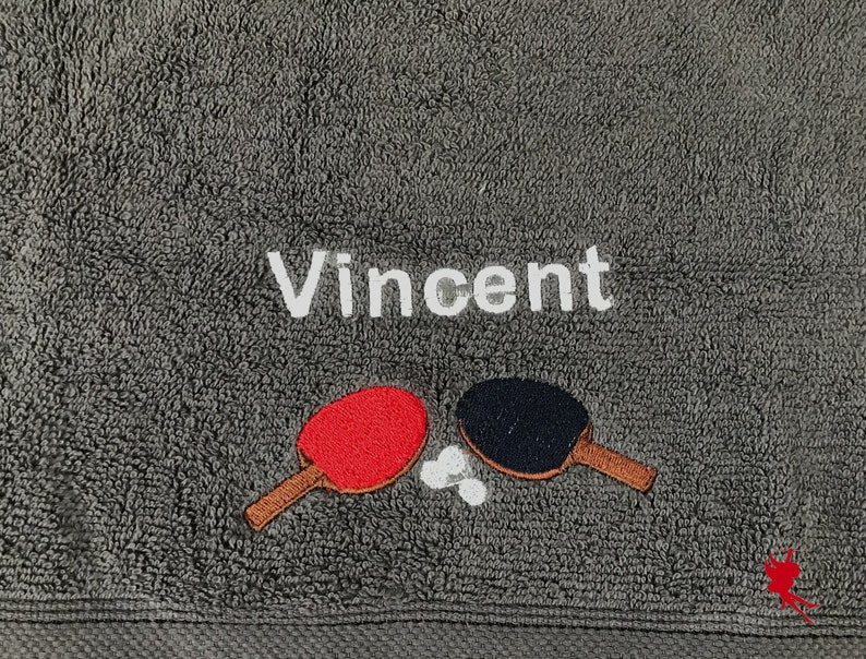 Table Tennis Personalised Embroidered Towels anthrazit