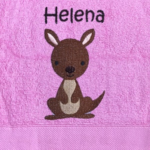 Kangaroo Personalised Embroidered Towels Pink