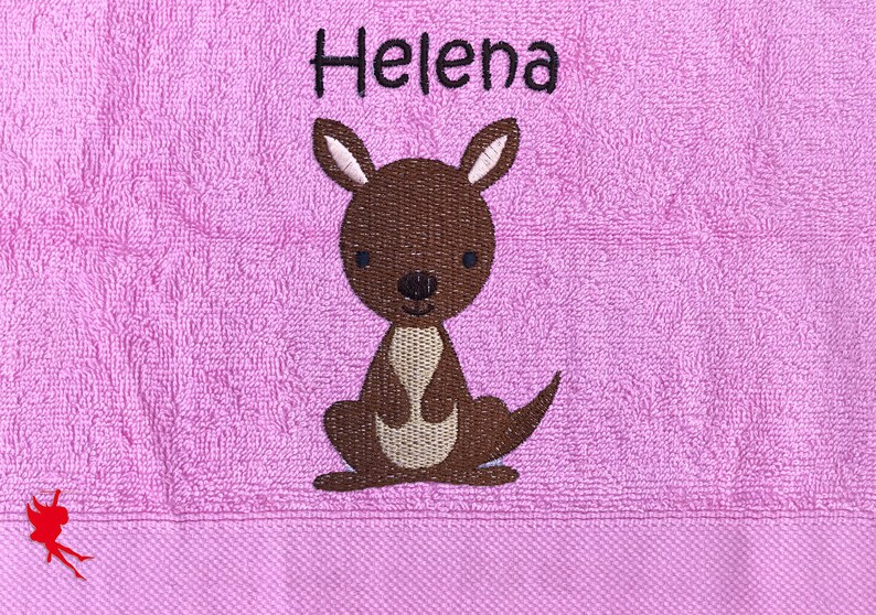 Kangaroo Personalised Embroidered Towels Pink