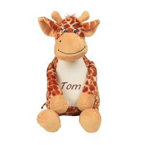 Giraffe cuddly toy stuffed animal with embroidery plush toy embroidered with name image 1