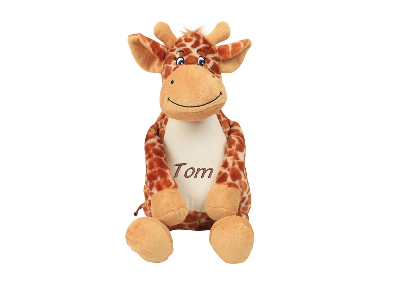 Giraffe cuddly toy stuffed animal with embroidery plush toy embroidered with name image 1