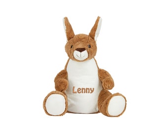 Kangaroo Cuddly toy Stuffed animal with embroidery Plush toy embroidered with name