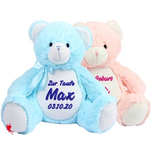 Zur Geburt / Zur Taufe Teddy Kuscheltier Stofftier mit Stickerei Plüschtier mit Name bestickt Bild 1