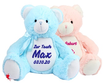 Zur Geburt / Zur Taufe Teddy Kuscheltier Stofftier mit Stickerei Plüschtier mit Name bestickt