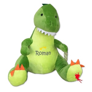 Dino cuddly toy stuffed animal with embroidery plush toy embroidered with name image 1