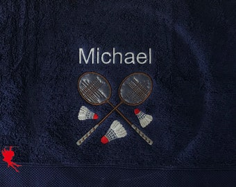 Toalla de bádminton bordada con motivo + nombre