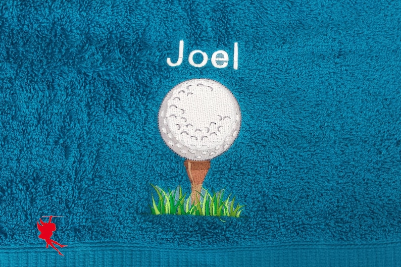 Golf Handtuch bestickt mit Motiv Name Bild 1