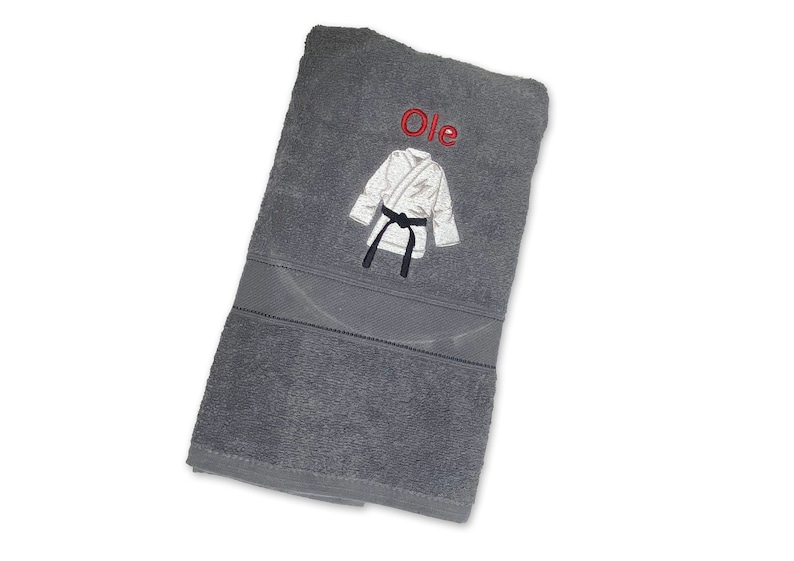 Karate Personalised Embroidered Towels Gray