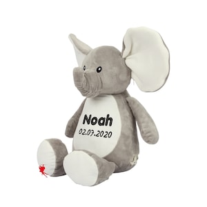 Elephant Cuddly toy Stuffed animal with embroidery Plush toy embroidered with name image 1