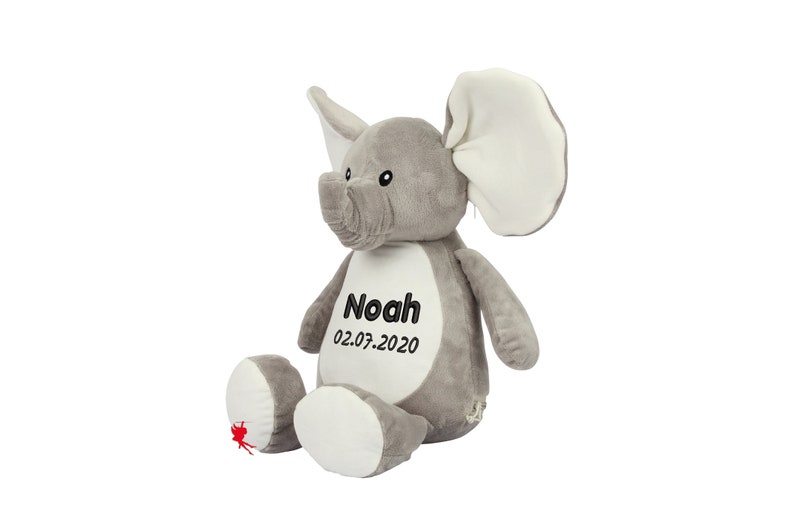 Elephant Cuddly toy Stuffed animal with embroidery Plush toy embroidered with name image 1