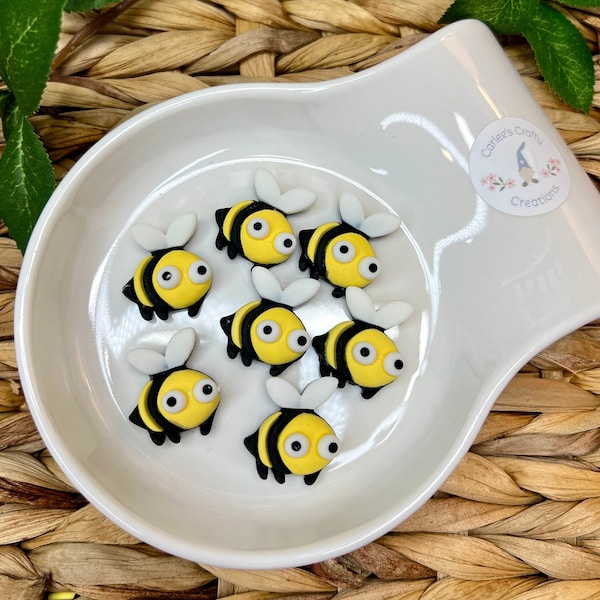 Bumble Bee Flat Back Embellishments, Bow Center, Insect Flatback Resin Cabochons - Set of FOUR