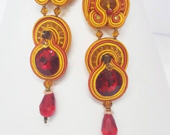 Summer soutache earrings. Colorful light dangle earrings . Bijoux soutache made in Italy