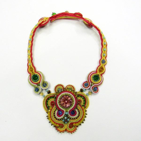 Soutache necklace. Coloful necklace. Soutache collar. Embroidery necklace. Fashion necklace. Made in Italy. Jewelry necklace. Bijoux couture