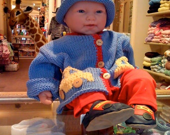 Cars on Cardigan and Hat Set