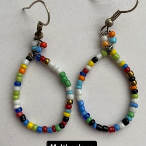 African Bead Hoop Earrings