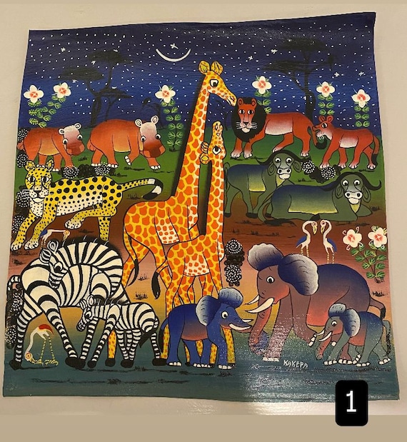 絵画 Tingatinga Buy Tanzania Safari Tinga Tinga Paintings Online in India - Etsy