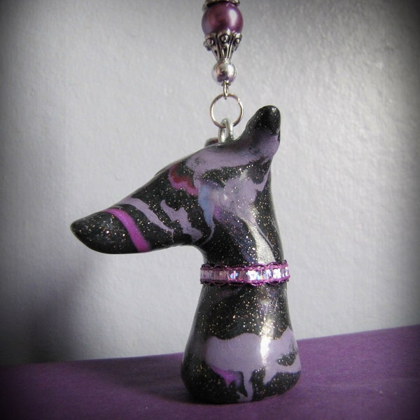Christmas Ornament (Greyhound, Whippet, Italian Greyhound, Galgo, Lurcher) Purple