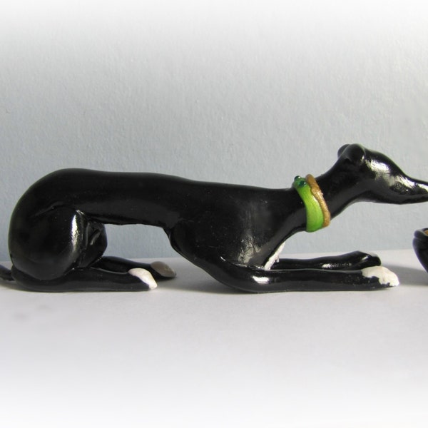 St. Paticks Day Greyhound Whippet Galgo Primitive Style Sculpture "Skinny Dog" ON SALE!