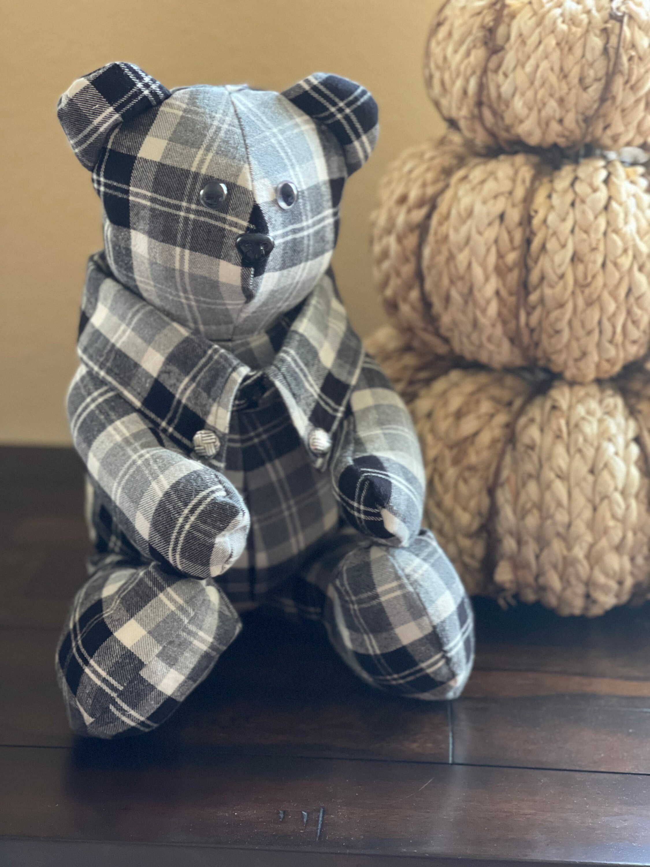 Memory Bear made from a Dads shirt – Heartsdesign