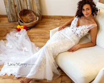 fitted wedding dress with train