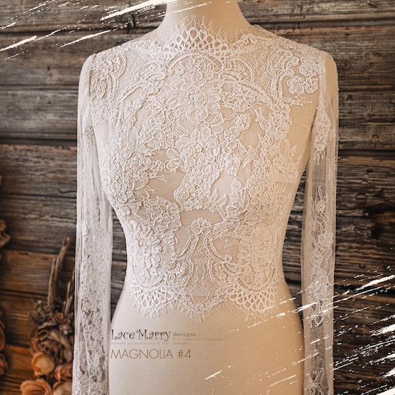 ★LANG&LU★ MAGNOLIA Lace TopMagnoliaIVORY MAGNOLIA #4 / Romantic Lace Bolero With Sleeves, Wedding
