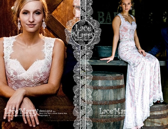 Beaded Lace Wedding Dress in Fit and Flare Shape with Sweetheart