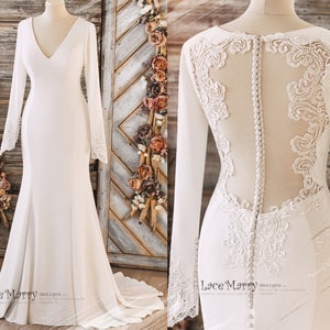 Princess Lace Wedding Dress With Sheer Long Sleeves and Illusion