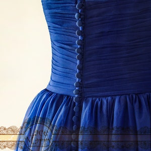 Royal Blue Wedding Dress From Folded Soft Tulle With Strapless - Etsy