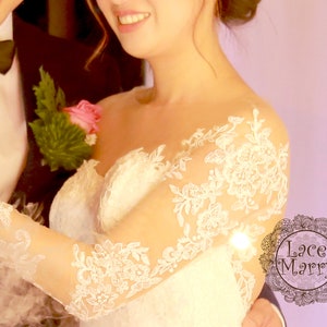 Wedding Gown Custom Made, Add Lace Sleeves to Your Wedding Dress, Matching Flower Girl Dress, Matching Lace Veil, Matching Bridal Top