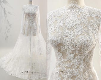 SOLENNE / Breathtaking Bridal Lace Overlay Designed For Brides Who Want Elegance, Romance & Dramatic Couture Detail in One Piece