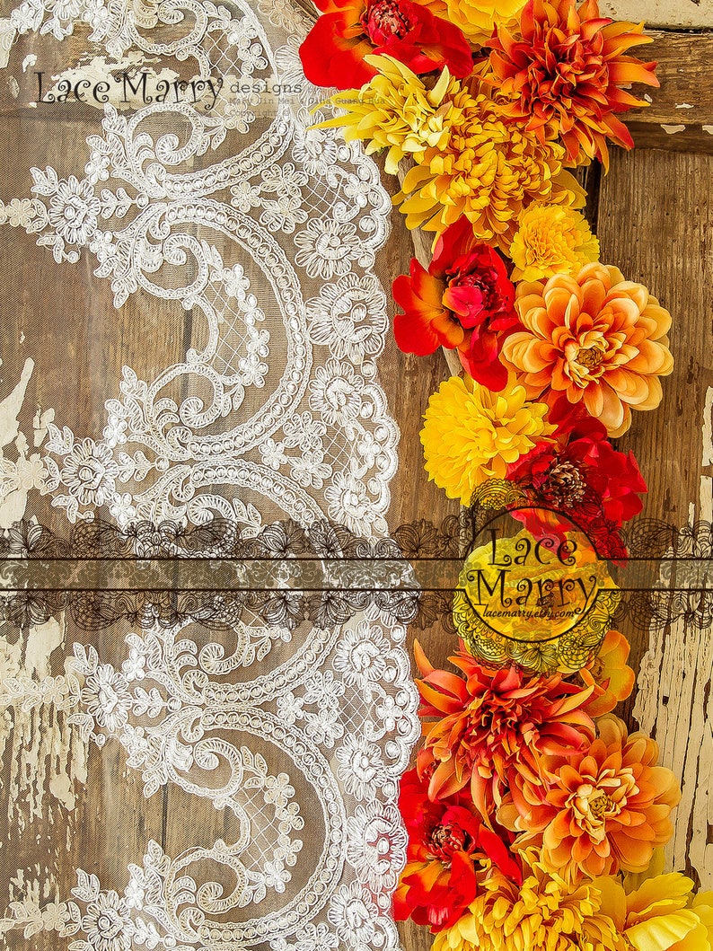 Cathedral Lace Bridal Veil Two Tier Long Wedding Veil with Etsy