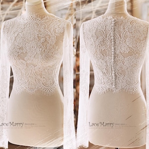 MAGNOLIA #4 / Ivory Lace Bridal Bolero: Long Sleeve Wedding Topper