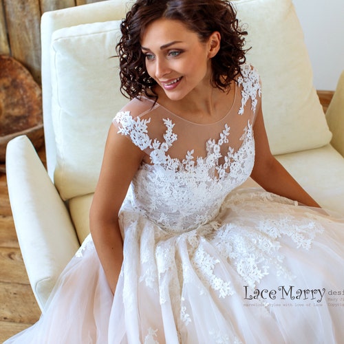 Princess Lace Wedding Dress With Ivory ...