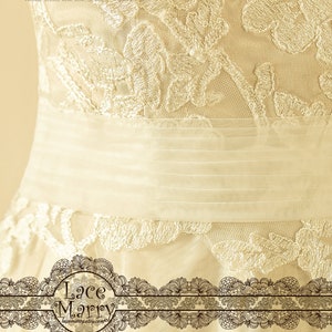 A Line Beach Wedding Dress with Sheer Neckline with Grey Gold Underlay Boho Wedding Dress, A Line Wedding Dress, Summer Wedding Dress image 8