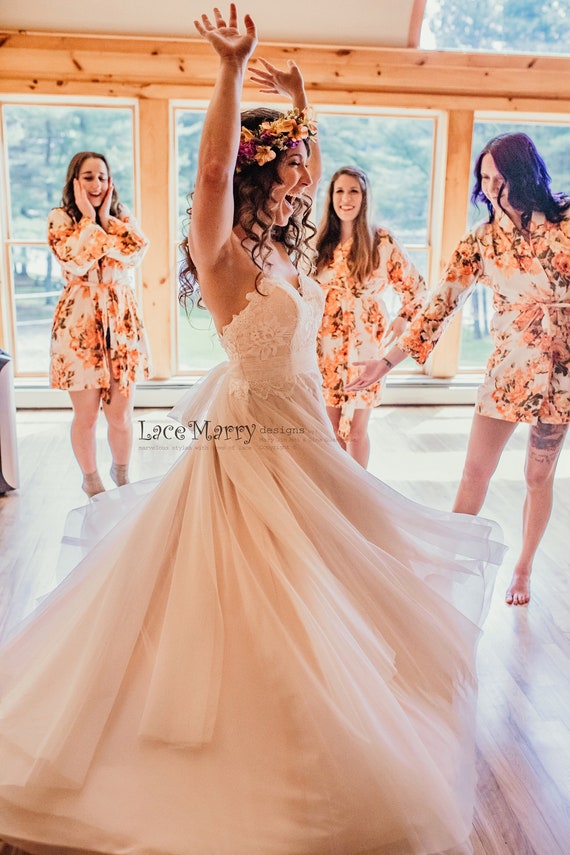 Rose Gold Beach Wedding Dress with 