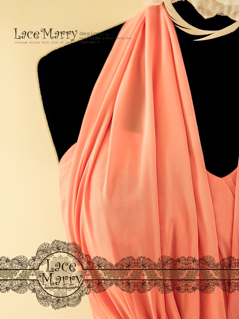 Multiway Chiffon Bridesmaids Dress With Halter Neckline Etsy