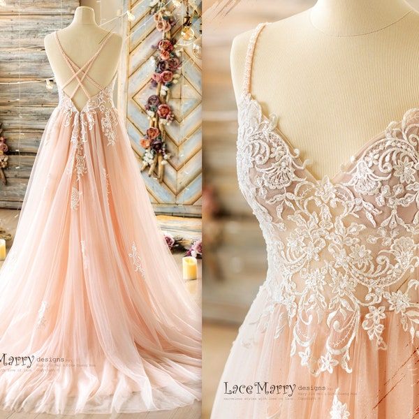 Blush Wedding Dress Etsy