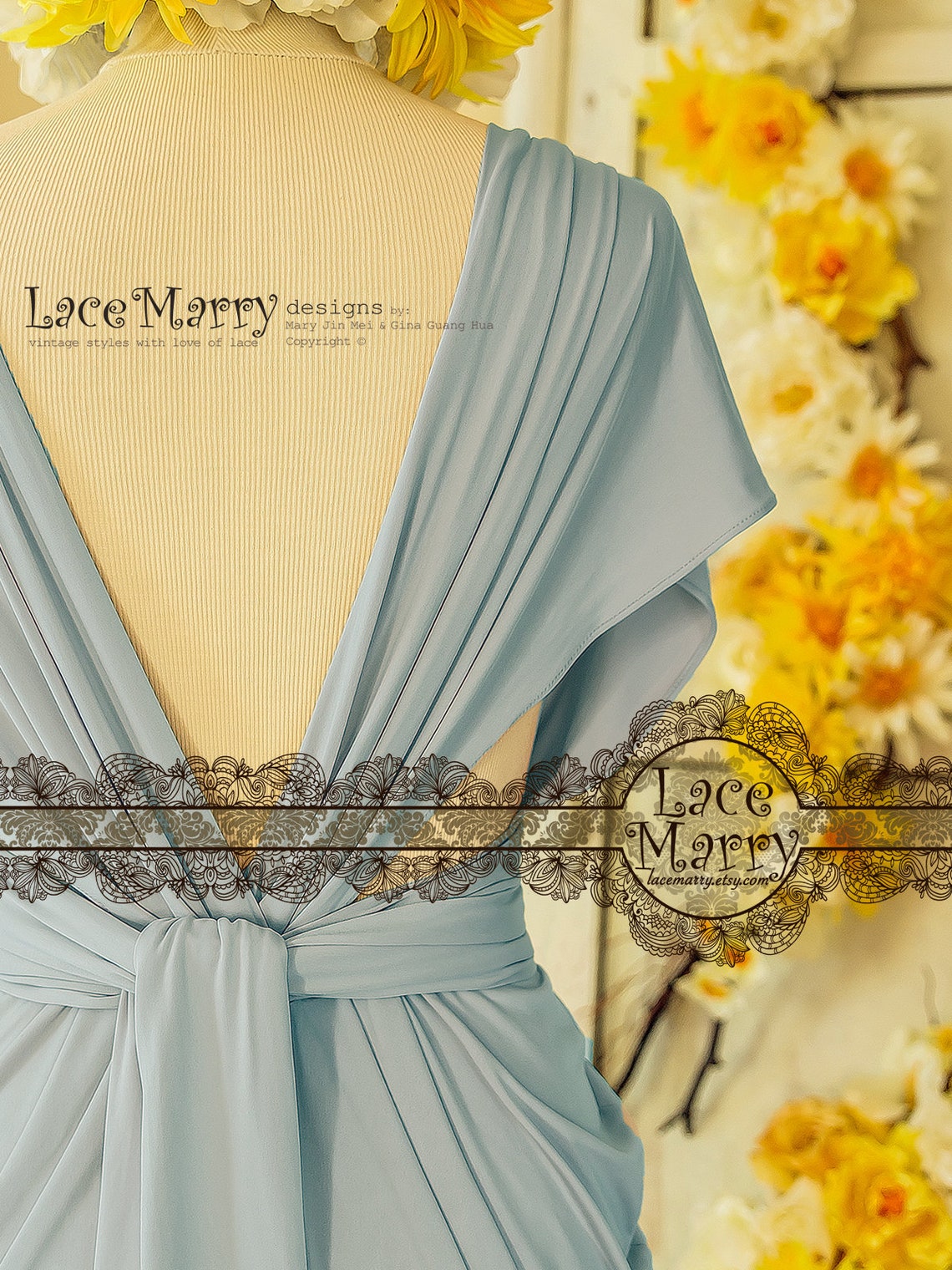 Powder Blue Infinity Bridesmaid Dress with Long Greek Style Etsy