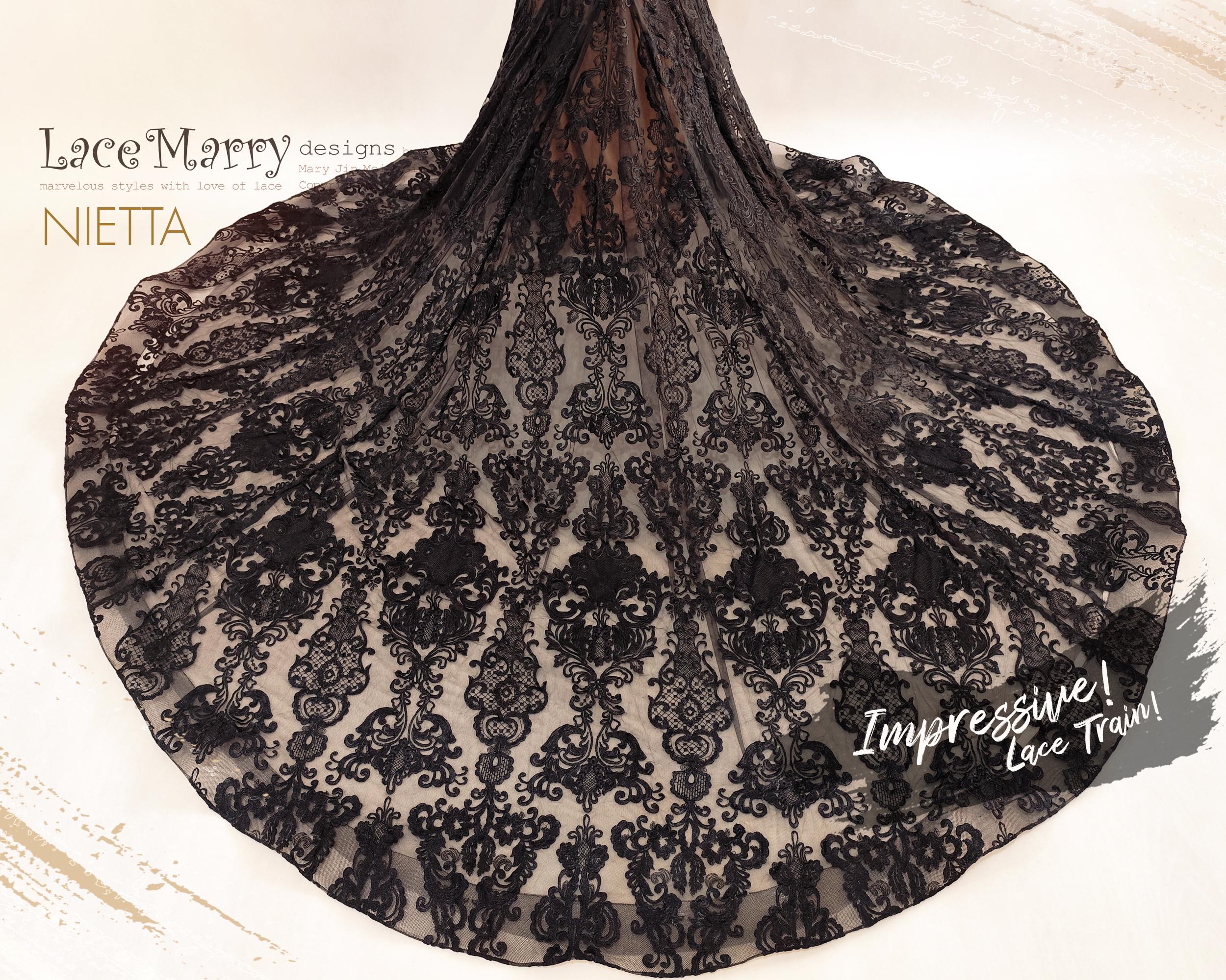 NIETTA / Mermaid Black Lace Wedding Dress, Gothic Gown With Train - Etsy