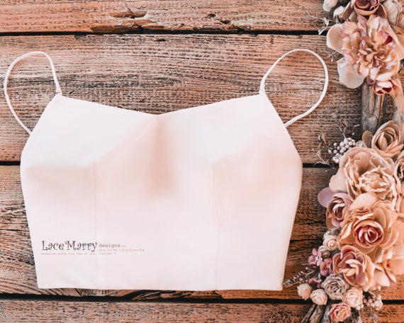 Plain Bridal Bustier With Adjustable Straps, Bridal Crop Top With Low Back,  Simple Bridal Top, Wedding Separate, Bridal Bustier 