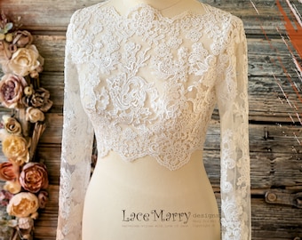 INDIE Ivory Macrame Lace Bridal Bolero: Long Sleeve Wedding