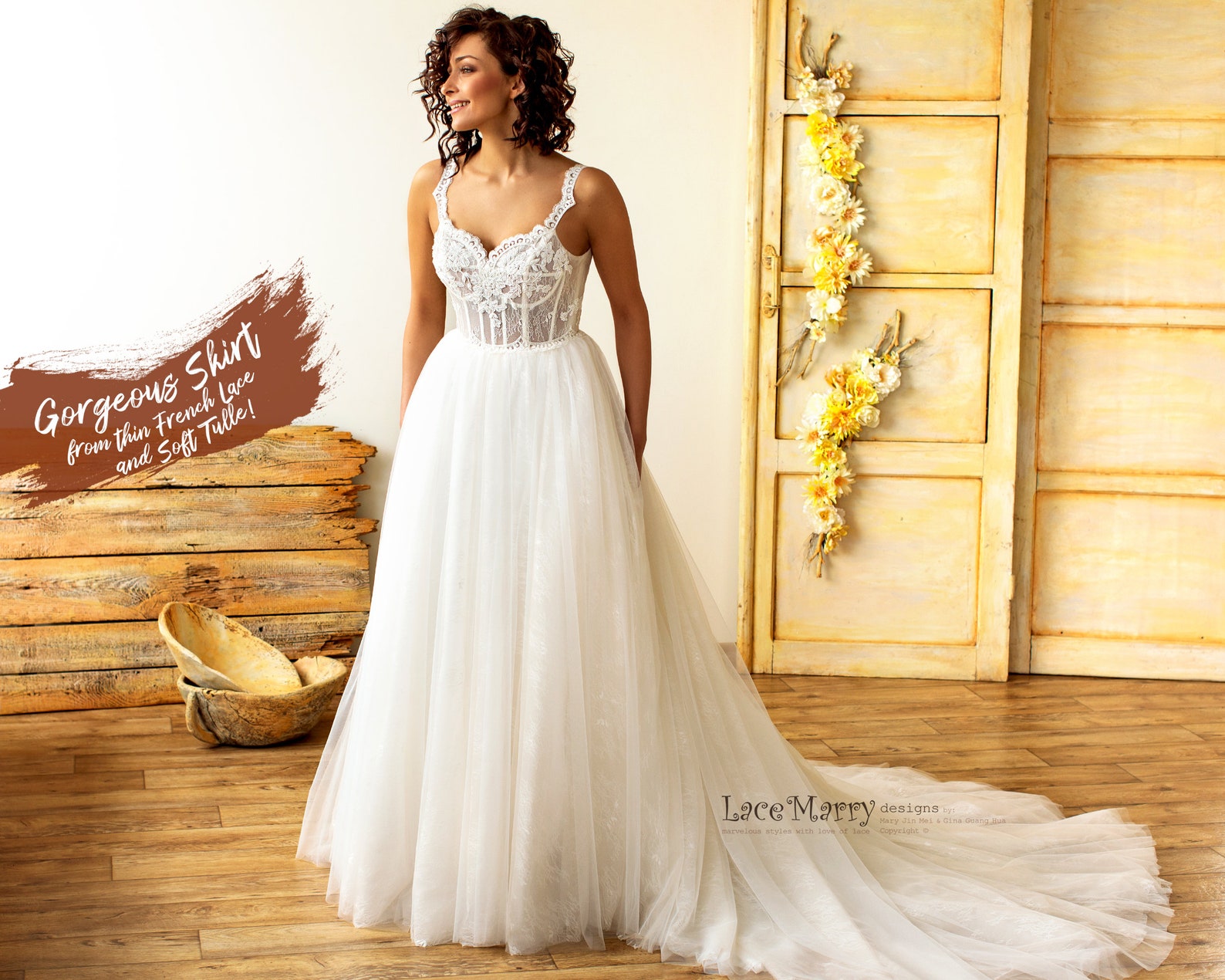 Sweetheart Neck Beaded Sequin Wedding Dress with Colorful Flowers