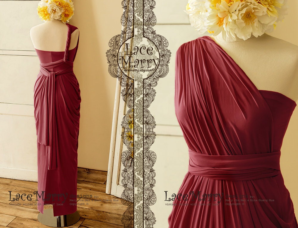 Convertible Burgundy Bridesmaid Dress | Infinity Wrap, Floor Length - Etsy Convertible Burgundy Bridesmaid Dress | Infinity Wrap, Floor Length - Etsy