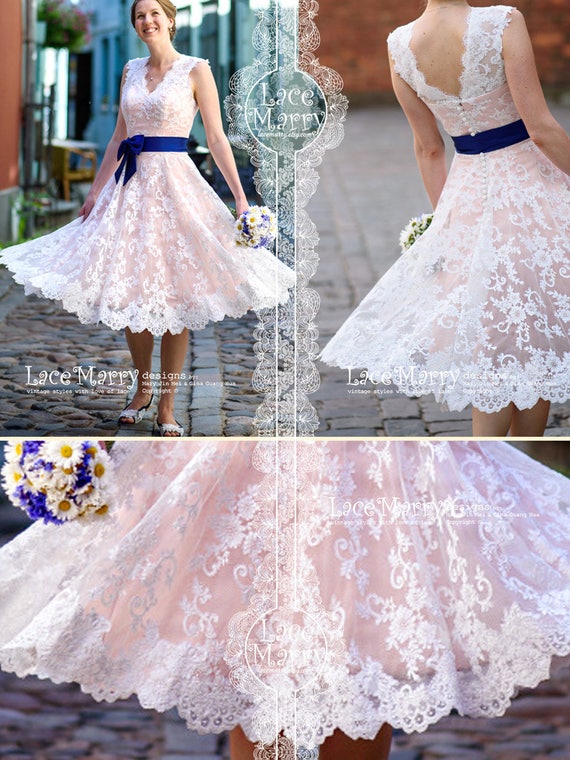 short blush wedding dress